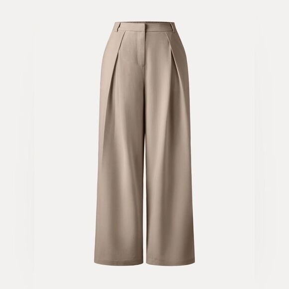 NWT OGL Tencel-Linen Pants Wrinkle-Free Tucked Wide Leg Trouser - Deep Oatmeal - Picture 10 of 10